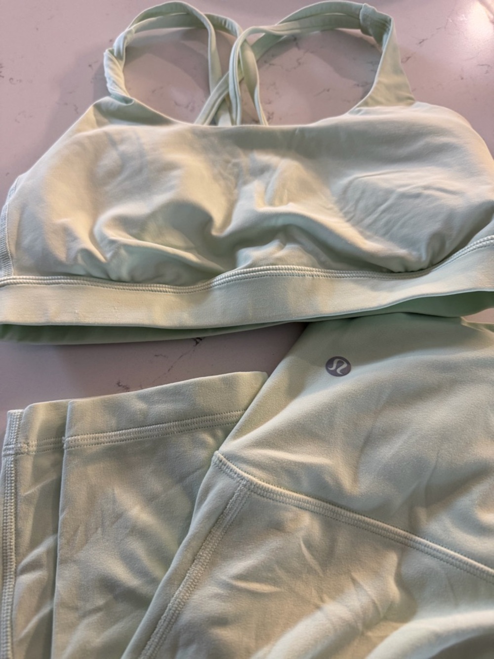 Lululemon Matching Set | Energy Bra + Align Leggings | Mint Green | Size 4 - Picture 5 of 6